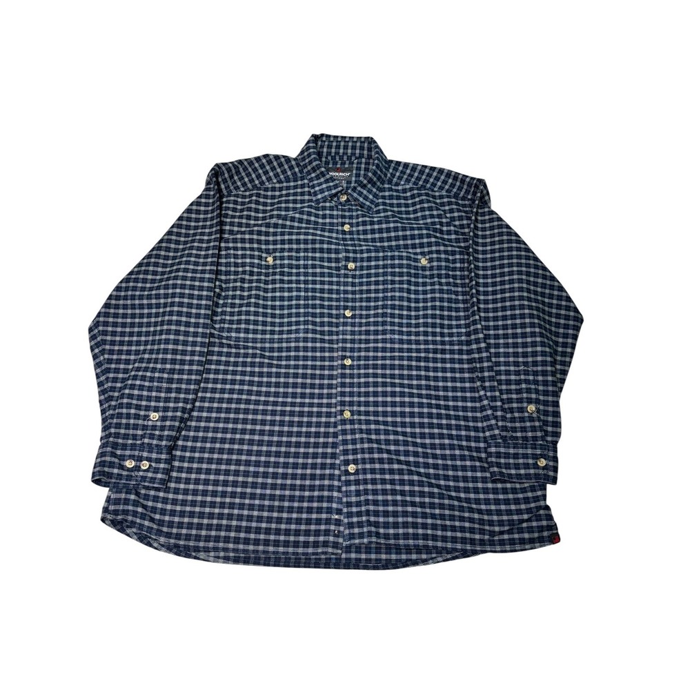 Woolrich Elite Tactical Mens XL Plaid Check Button‎ Up Shirt Deep Navy